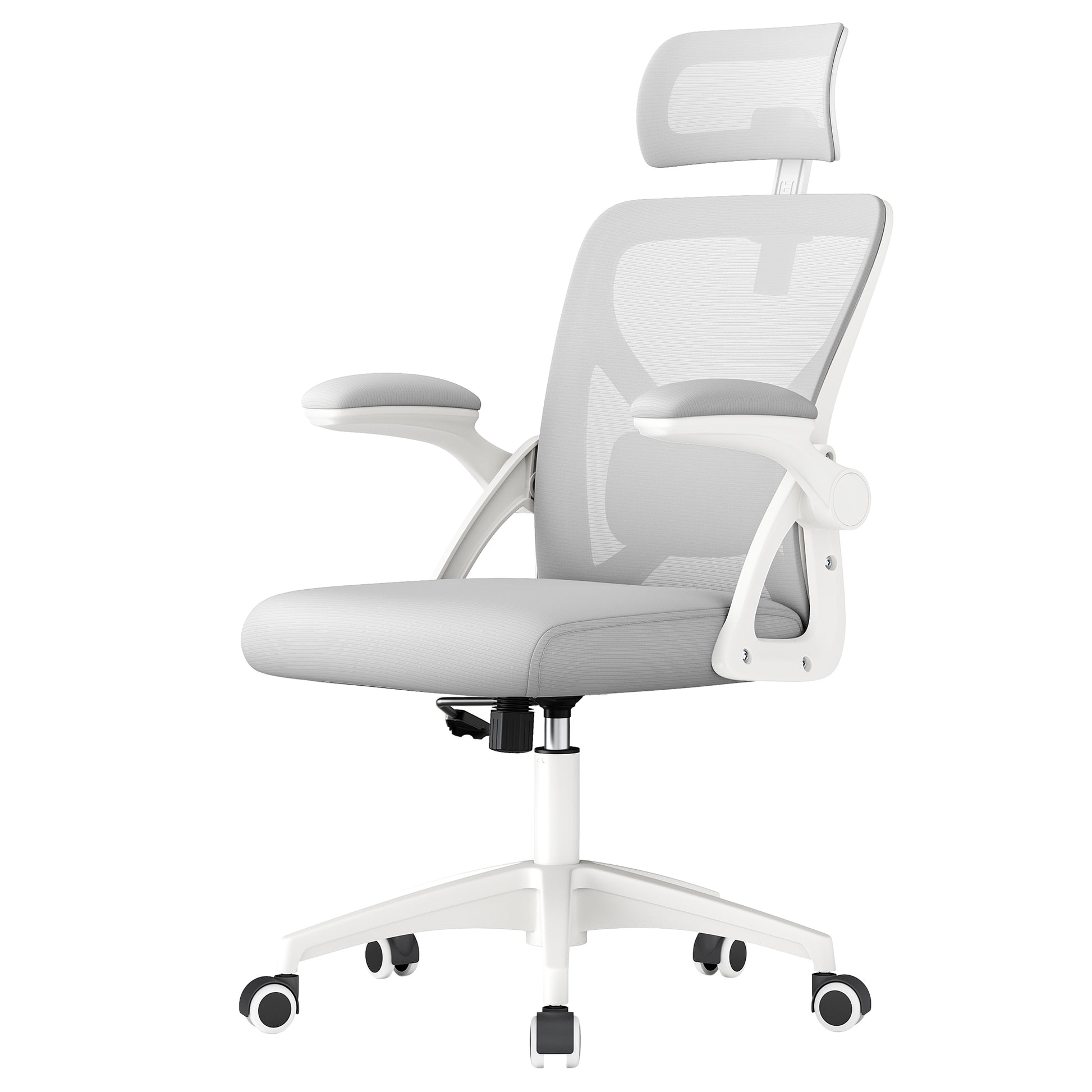 Ergonomic Mesh Desk Chair with Flip-Up Armrests and Headrest, Computer Office Chair in Dove Gray - image 1