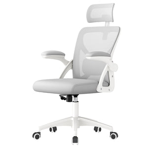 Ergonomic Mesh Desk Chair with Flip-Up Armrests and Headrest, Computer Office Chair in Dove Gray - image 1