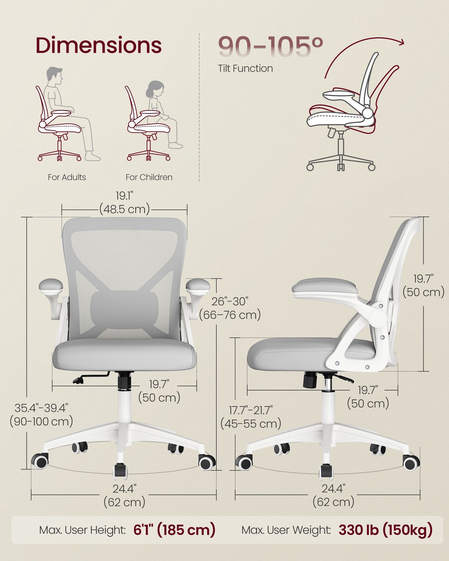 Ergonomic Mesh Office Chairs with Adjustable Lumbar Support - image 6