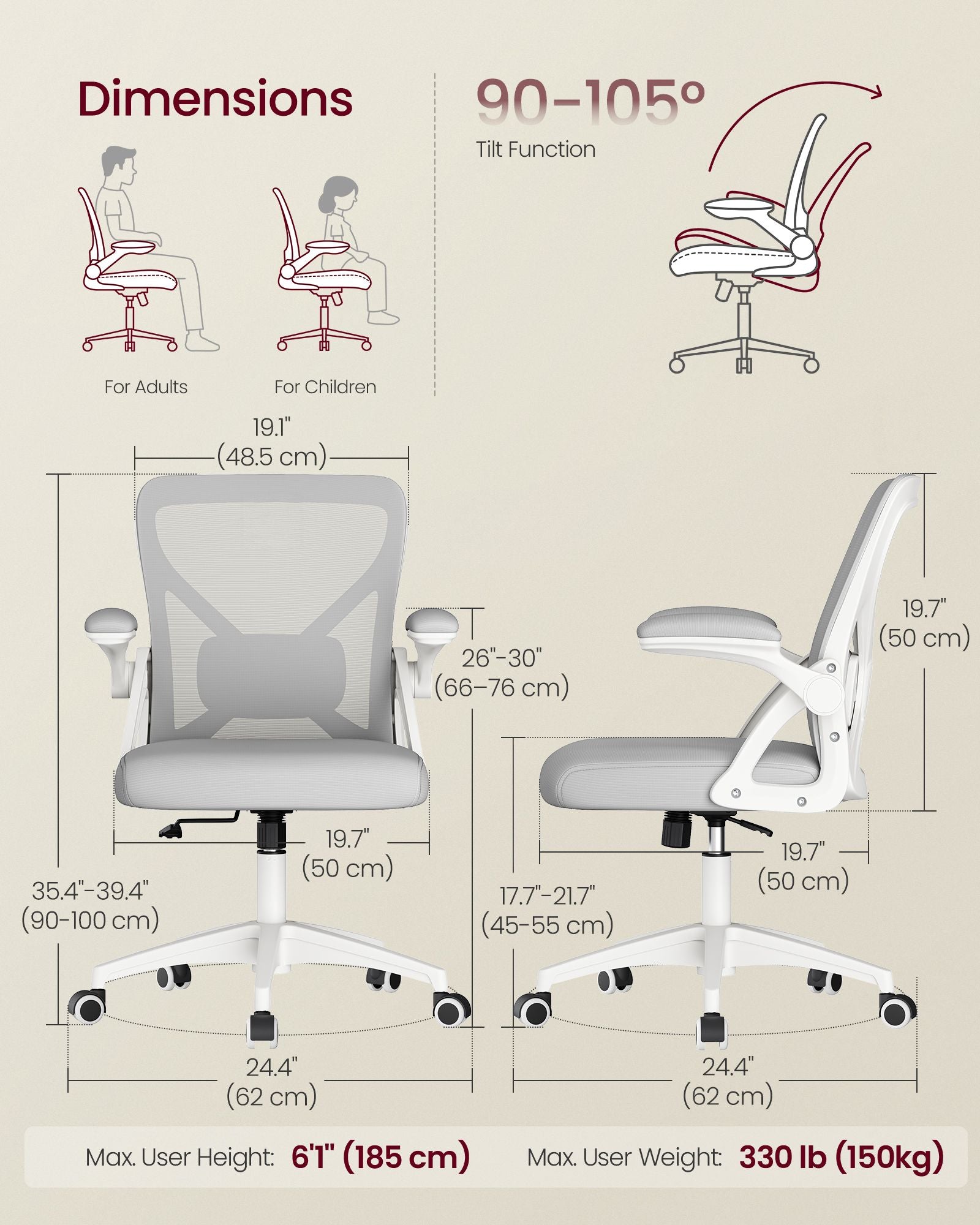 Ergonomic Mesh Office Chairs with Adjustable Lumbar Support - image 6