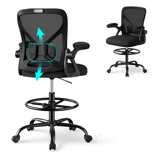 Drafting Chair, Ergonomic Tall Office Chair for Standing Desk, Mesh Back, Adjustable Footring - image 1