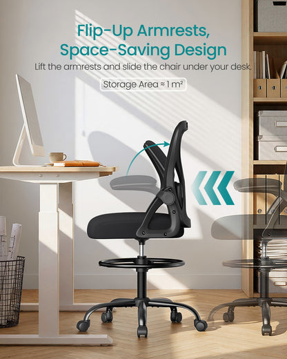 Drafting Chair, Ergonomic Tall Office Chair for Standing Desk, Mesh Back, Adjustable Footring