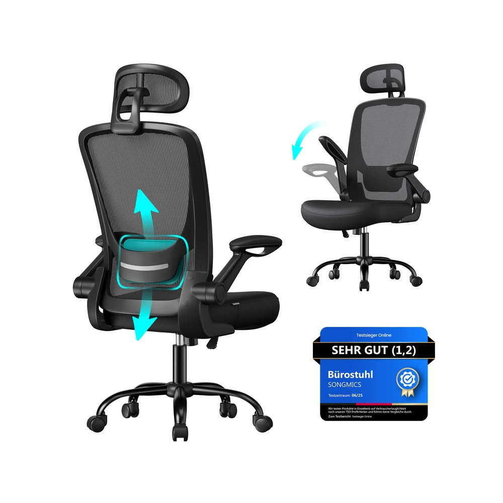 Ergonomic Mesh Office Chair with Foldable Armrests Ink Black - image 1
