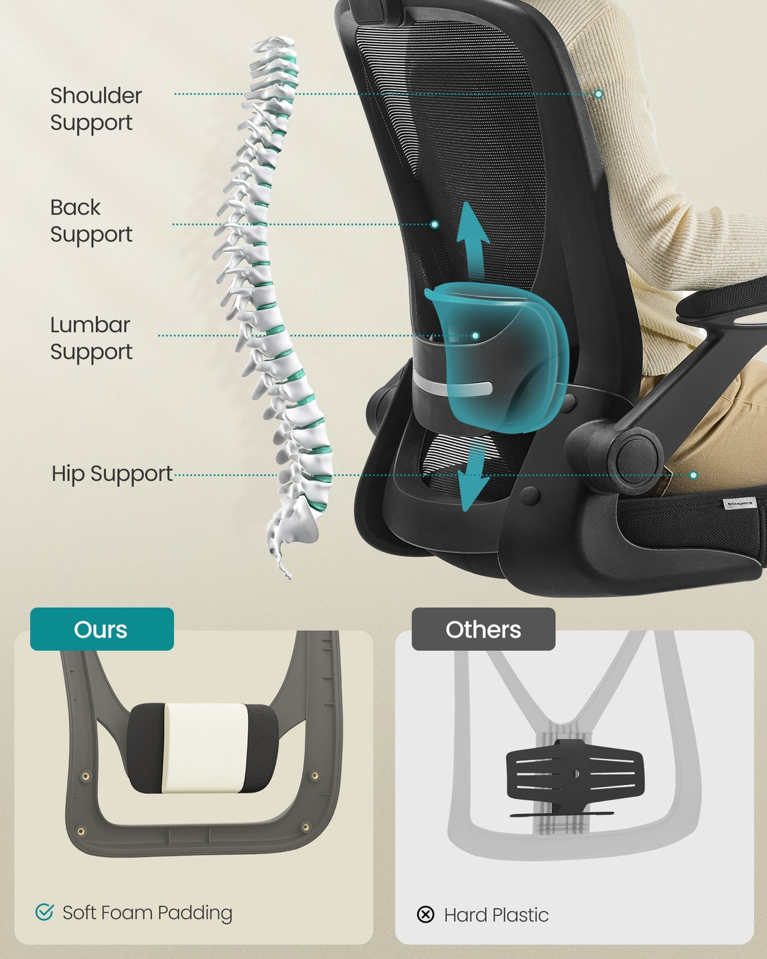 Ergonomic Mesh Office Chair with Foldable Armrests Ink Black - image 3