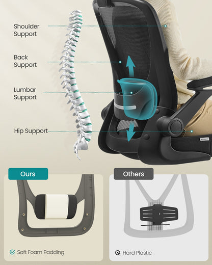 Ergonomic Mesh Office Chair with Foldable Armrests Ink Black - image 3