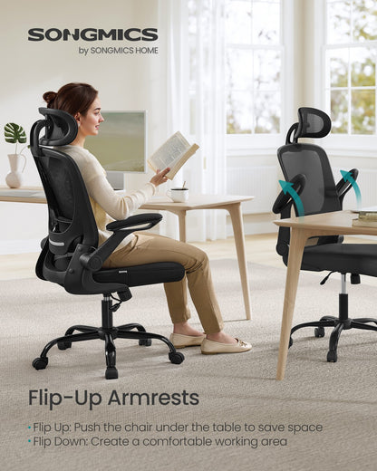 Ergonomic Mesh Office Chair with Foldable Armrests Ink Black - image 6