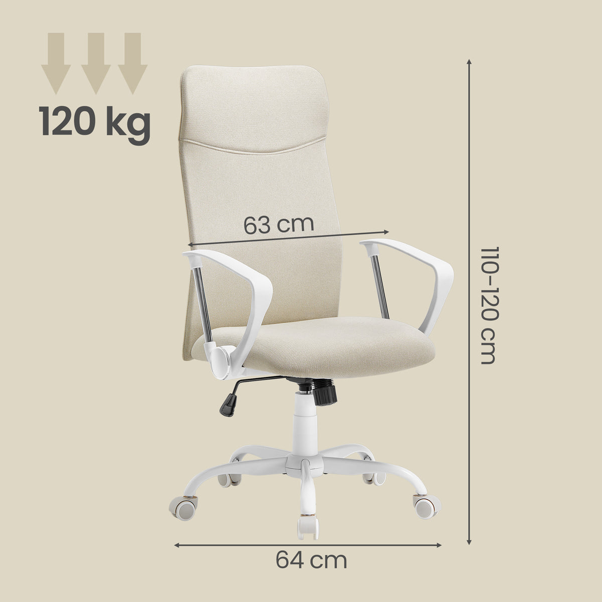 Oatmeal Beige Height-Adjustable Office Chair