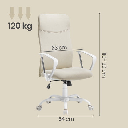 Oatmeal Beige Height-Adjustable Office Chair