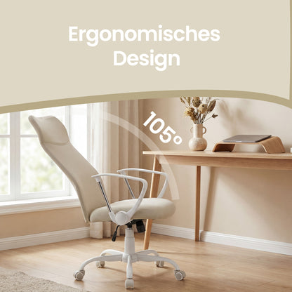 Oatmeal Beige Height-Adjustable Office Chair