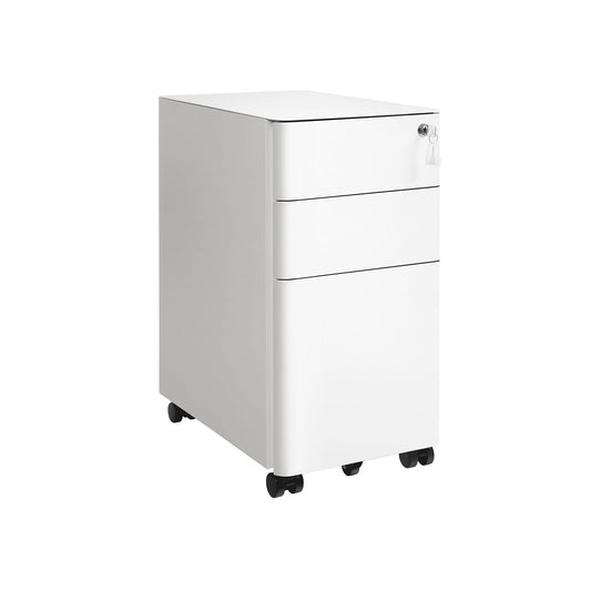 White Filing Cabinet on Wheels for Office - image 1