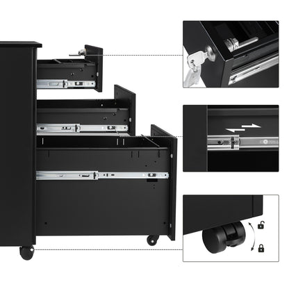 White Lockable File Cabinet on Wheels - image 16