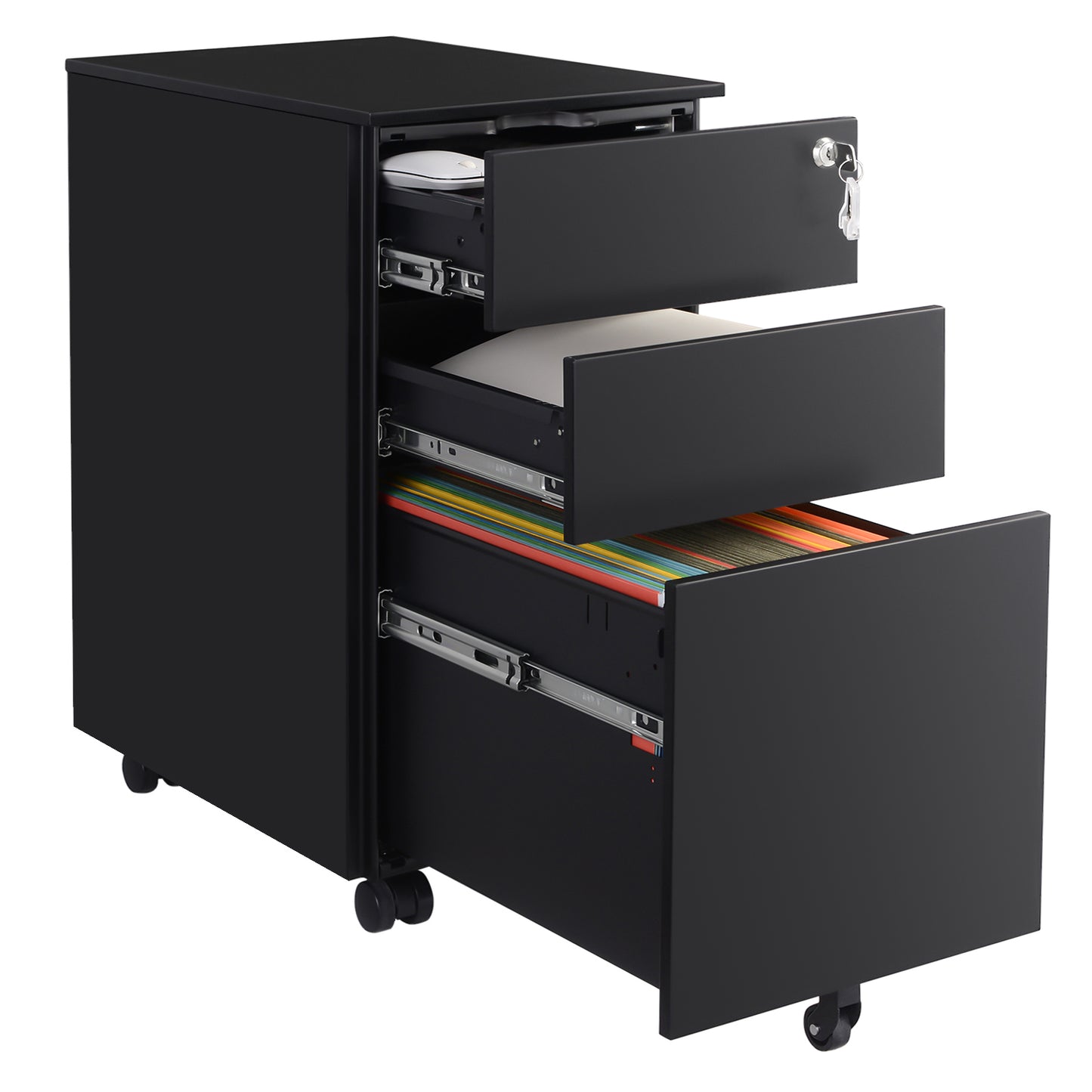 White Lockable File Cabinet on Wheels - image 17