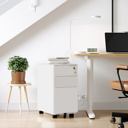 White Lockable File Cabinet on Wheels - image 3
