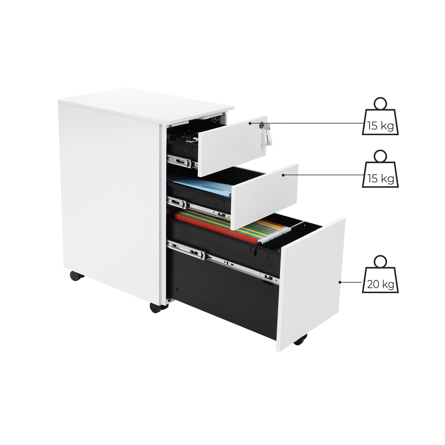 White Lockable File Cabinet on Wheels - image 5