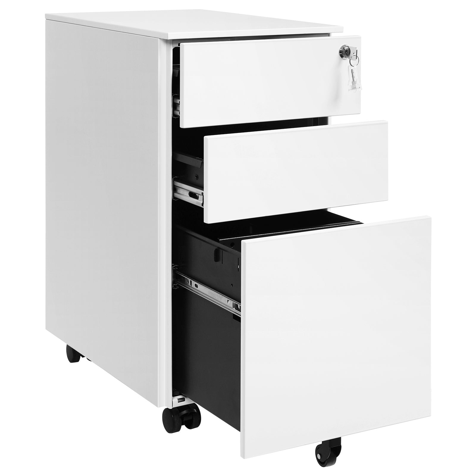 White Lockable File Cabinet on Wheels - image 7