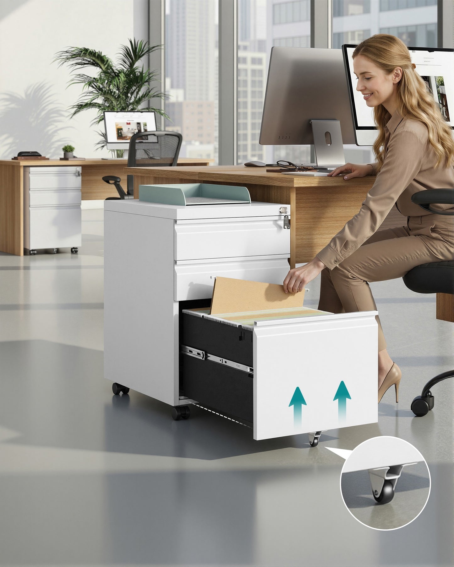 3 Drawer File Cabinet, Metal Filing Cabinet for Home Office, Steel Construction - image 9