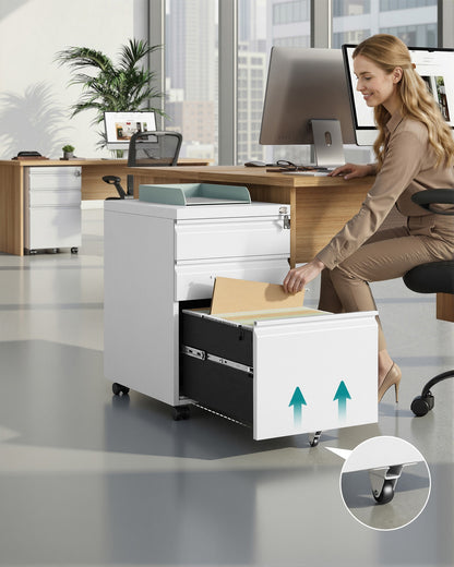 3 Drawer File Cabinet, Metal Filing Cabinet for Home Office, Steel Construction - image 9