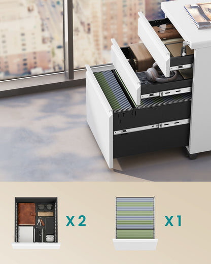 3 Drawer File Cabinet, Metal Filing Cabinet for Home Office, Steel Construction - image 10
