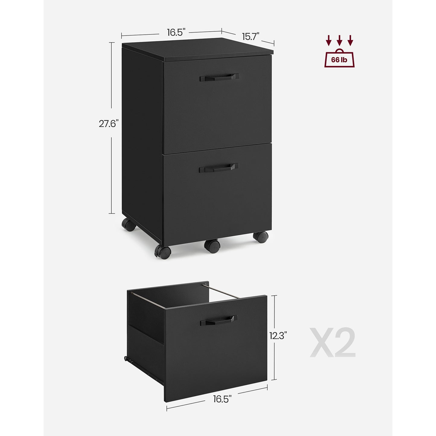 2-Drawer File Cabinet for Home Office