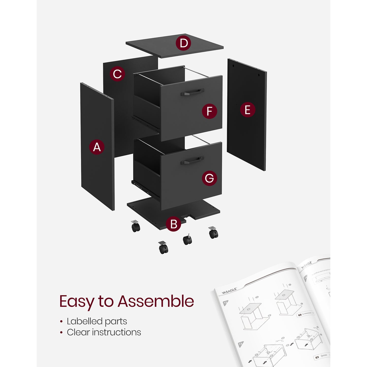 2-Drawer File Cabinet for Home Office