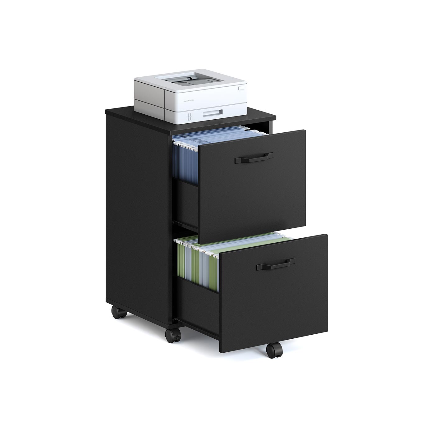 Cabinet with 2 Drawers Office Cabinet on Wheels Rustic Brown and Black - image 9