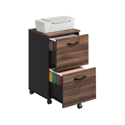 Cabinet with 2 Drawers Office Cabinet on Wheels Rustic Brown and Black - image 34