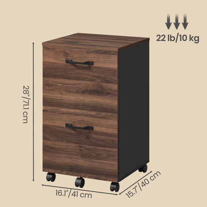 2-Drawer File Cabinet, Small Rolling Filing Cabinet Printer Stand, for A4, Letter-Size Documents, Home Office - image 2