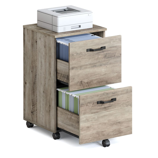 2-Drawer File Cabinet, Small Rolling Filing Cabinet for Home Office, Heather Greige