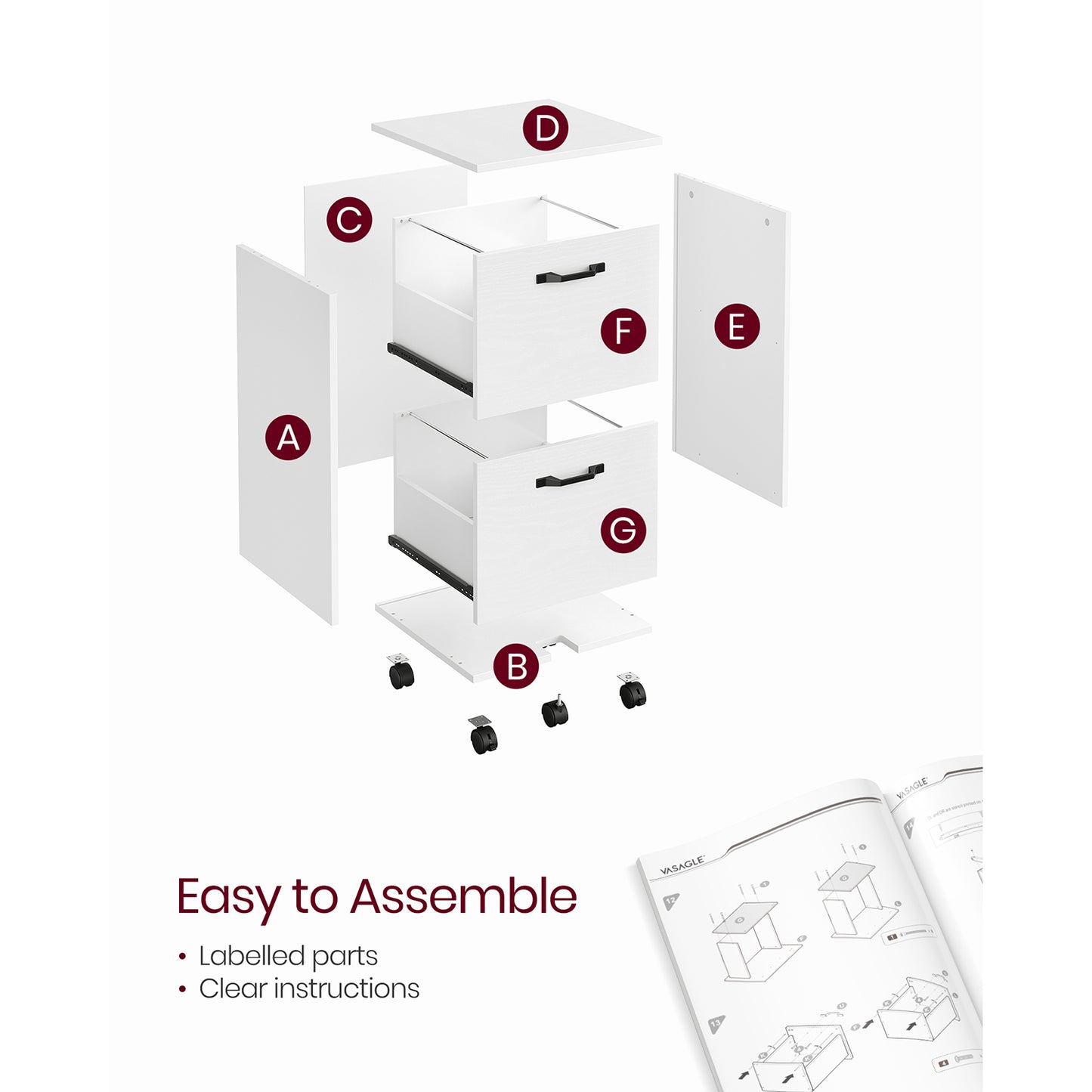 2-Drawer File Cabinet for Home Office
