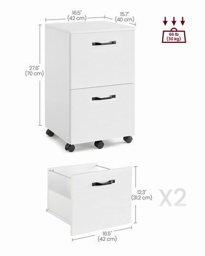 Cabinet with 2 Drawers Office Cabinet on Wheels Rustic Brown and Black - image 23