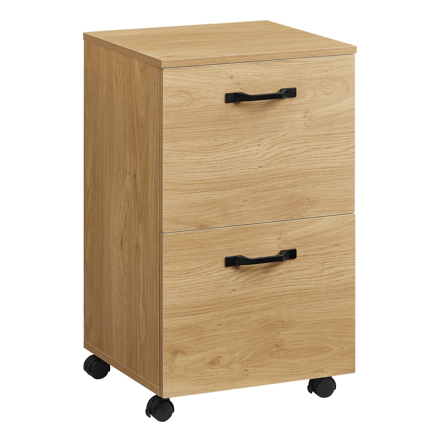 Cabinet with 2 Drawers Office Cabinet on Wheels Rustic Brown and Black - image 26
