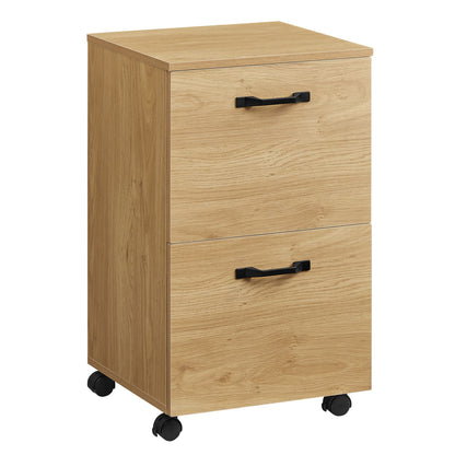 Cabinet with 2 Drawers Office Cabinet on Wheels Rustic Brown and Black - image 26