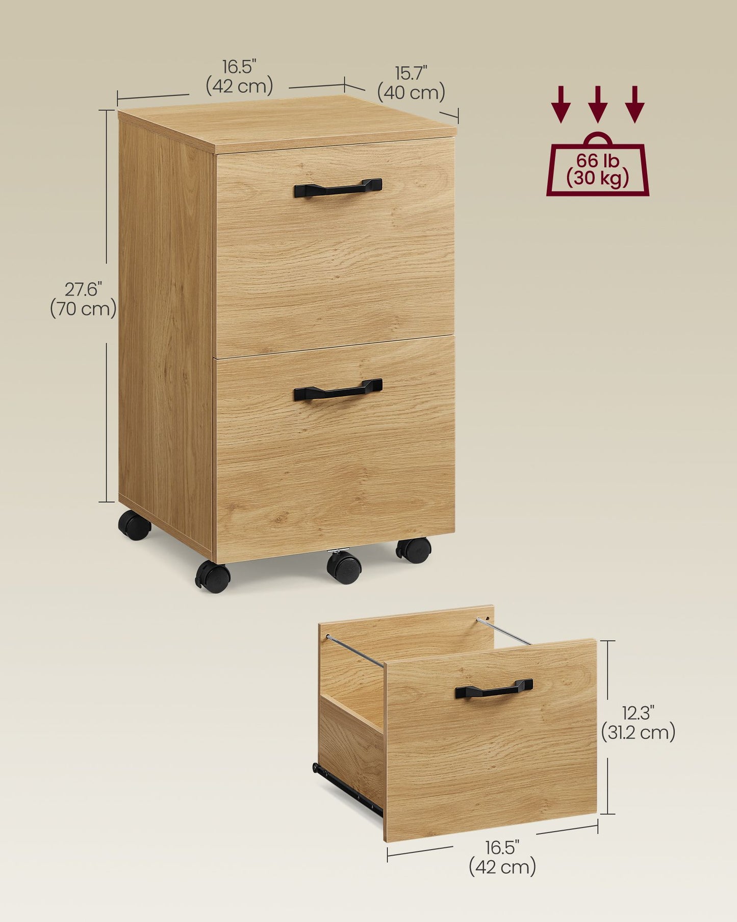 2-Drawer File Cabinet for Home Office