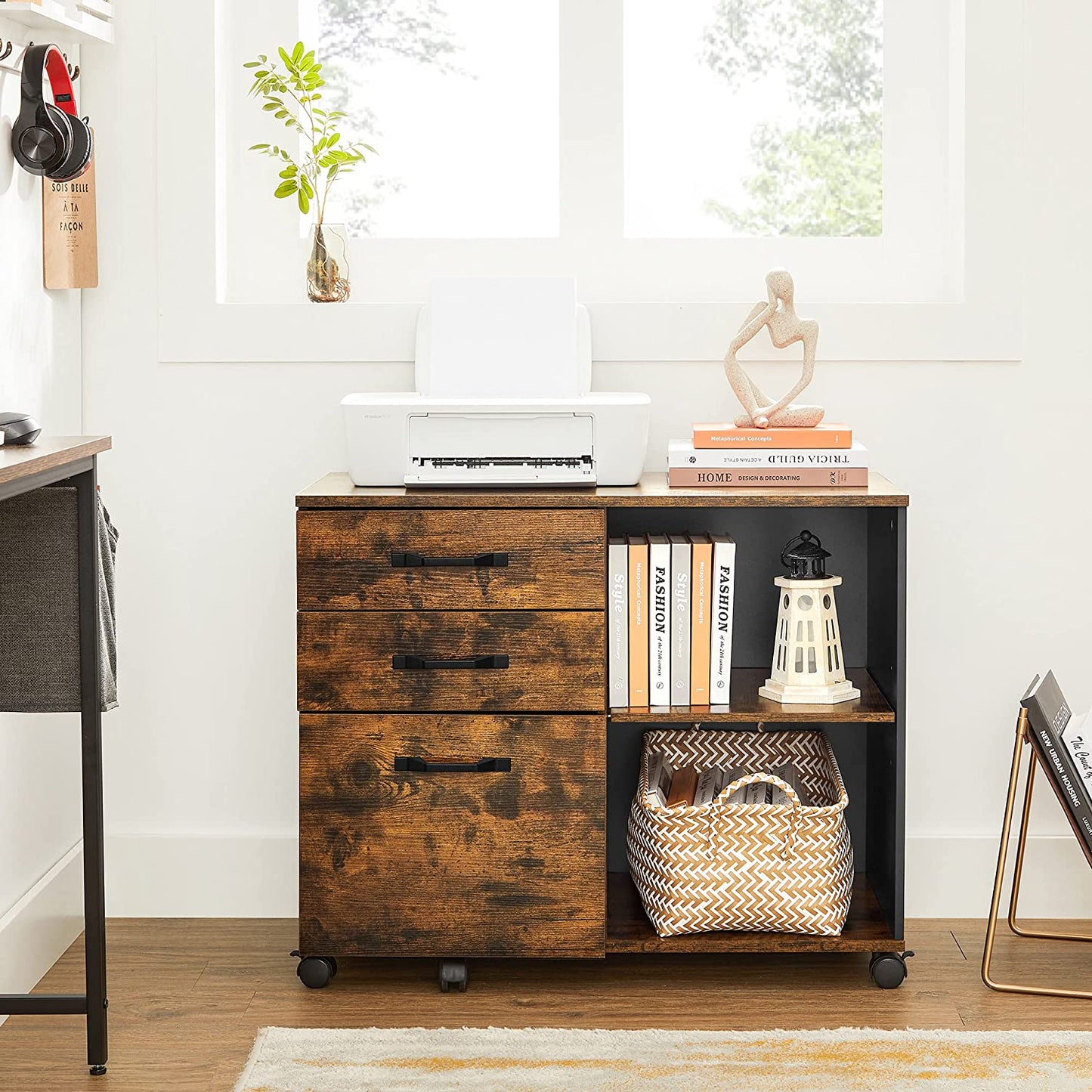 Brown File Cabinet with Storage Compartment - image 6