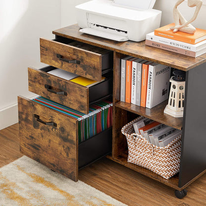 Brown File Cabinet with Storage Compartment - image 3