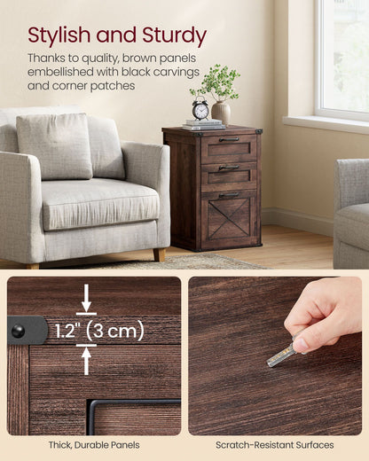 File Cabinet with 3 Drawers, Fit A4 - HWLEXTRA 
