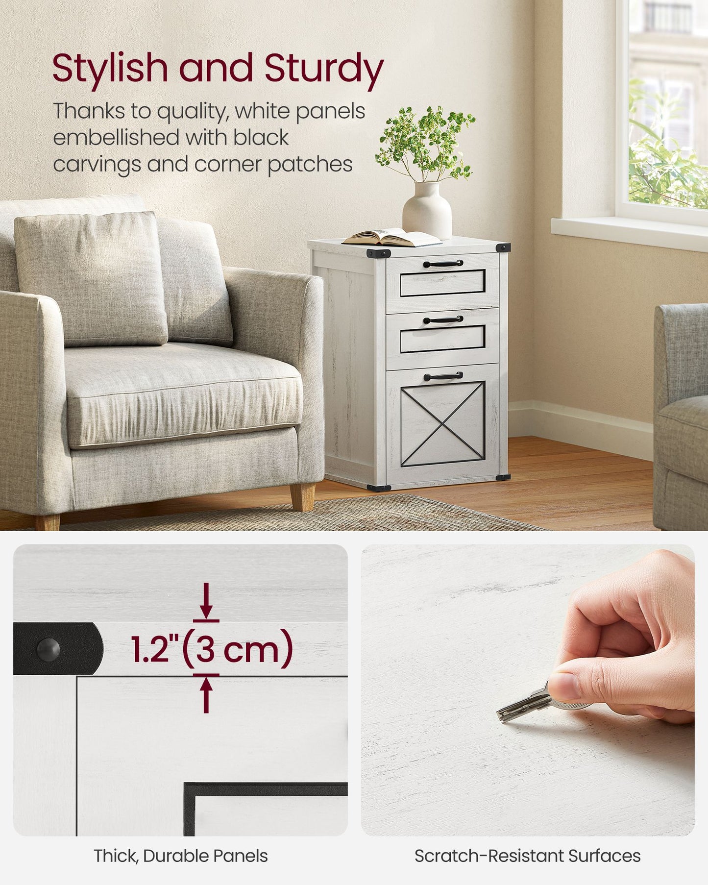 File Cabinet with 3 Drawers, Fit A4
