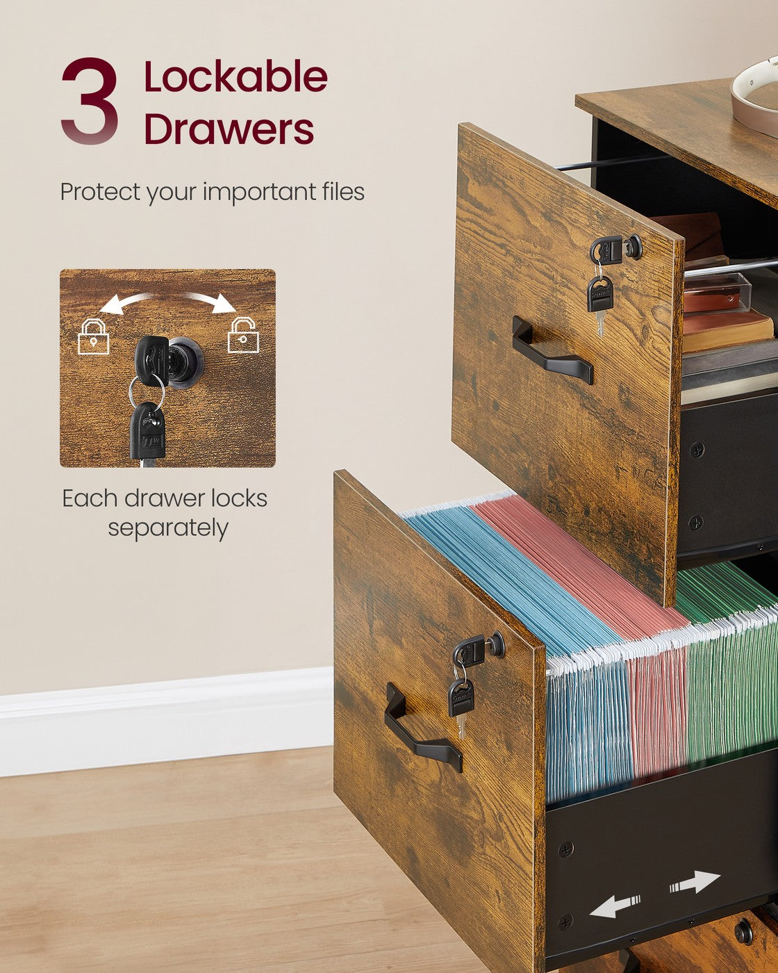 Filing Cabinet for Home Office with 4 Lockable Drawers - image 9