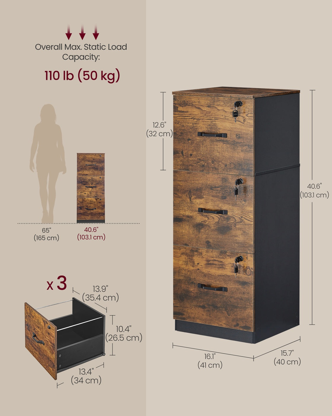 Filing Cabinet for Home Office with 4 Lockable Drawers - image 11