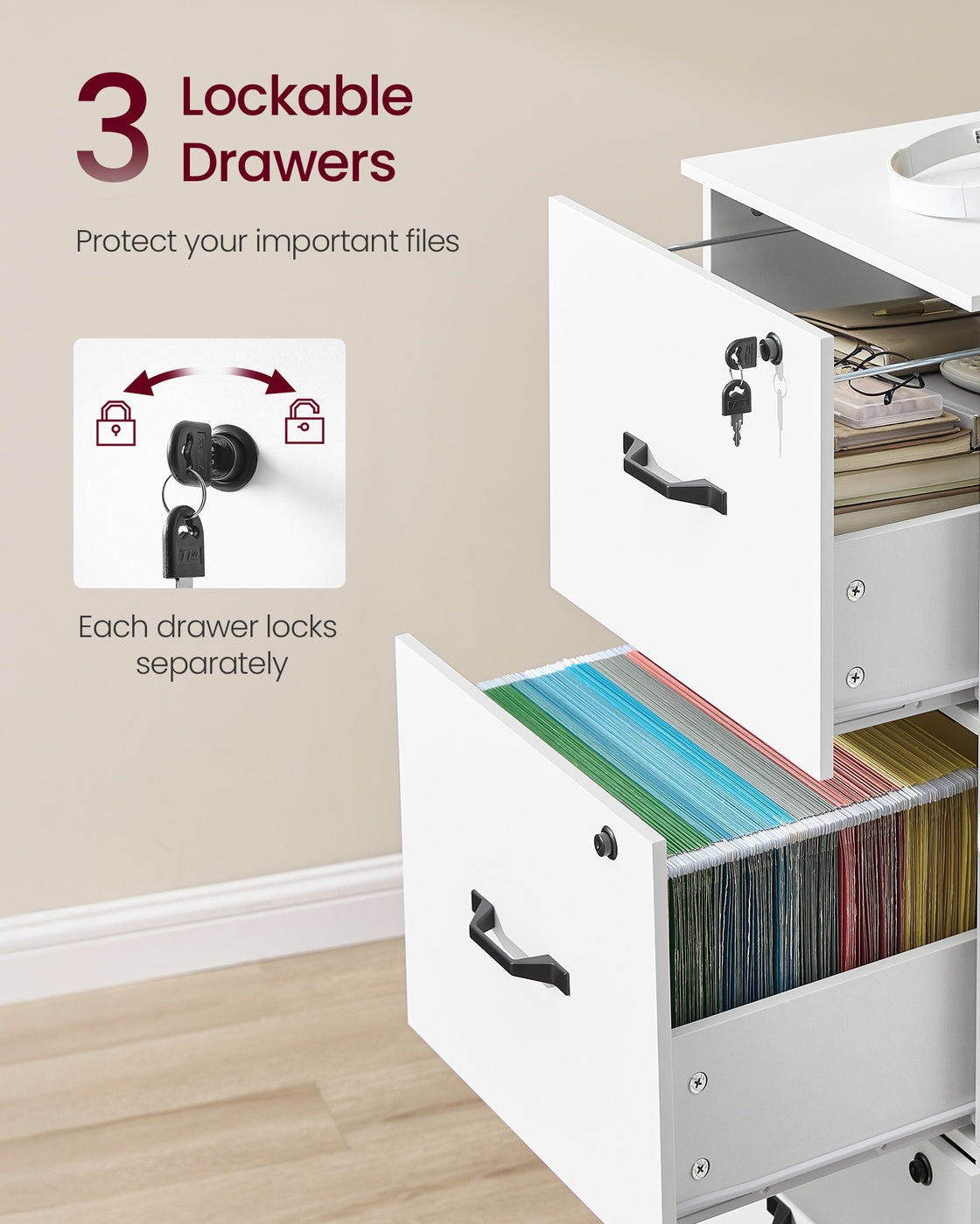 3-Drawer Vertical Lockable file cabinet with drawers - image 15