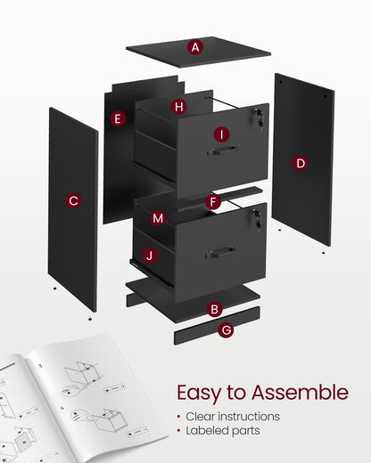 2 Drawer File Cabinet with Locks, for A4, Letter Sized Documents, Filing Cabinet for Hanging File Folders - image 3