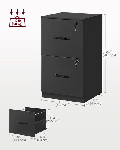 2 Drawer File Cabinet with Locks, for A4, Letter Sized Documents, Filing Cabinet for Hanging File Folders - image 4