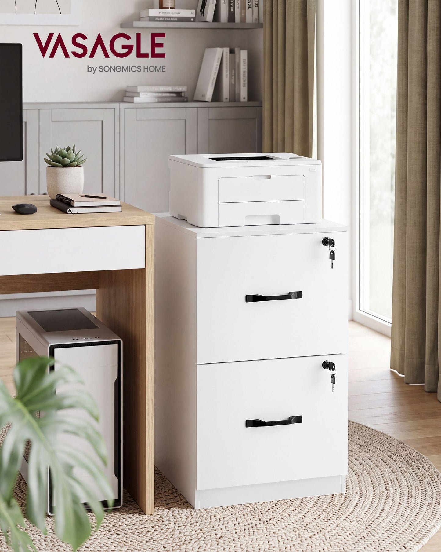 2 Drawer File Cabinet with Locks, for A4, Letter Sized Documents, Filing Cabinet for Hanging File Folders - image 6