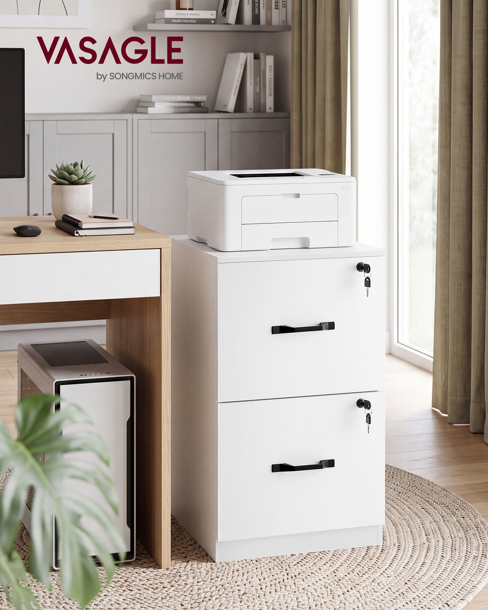 2 Drawer File Cabinet with Locks, for A4, Letter Sized Documents, Filing Cabinet for Hanging File Folders - image 6