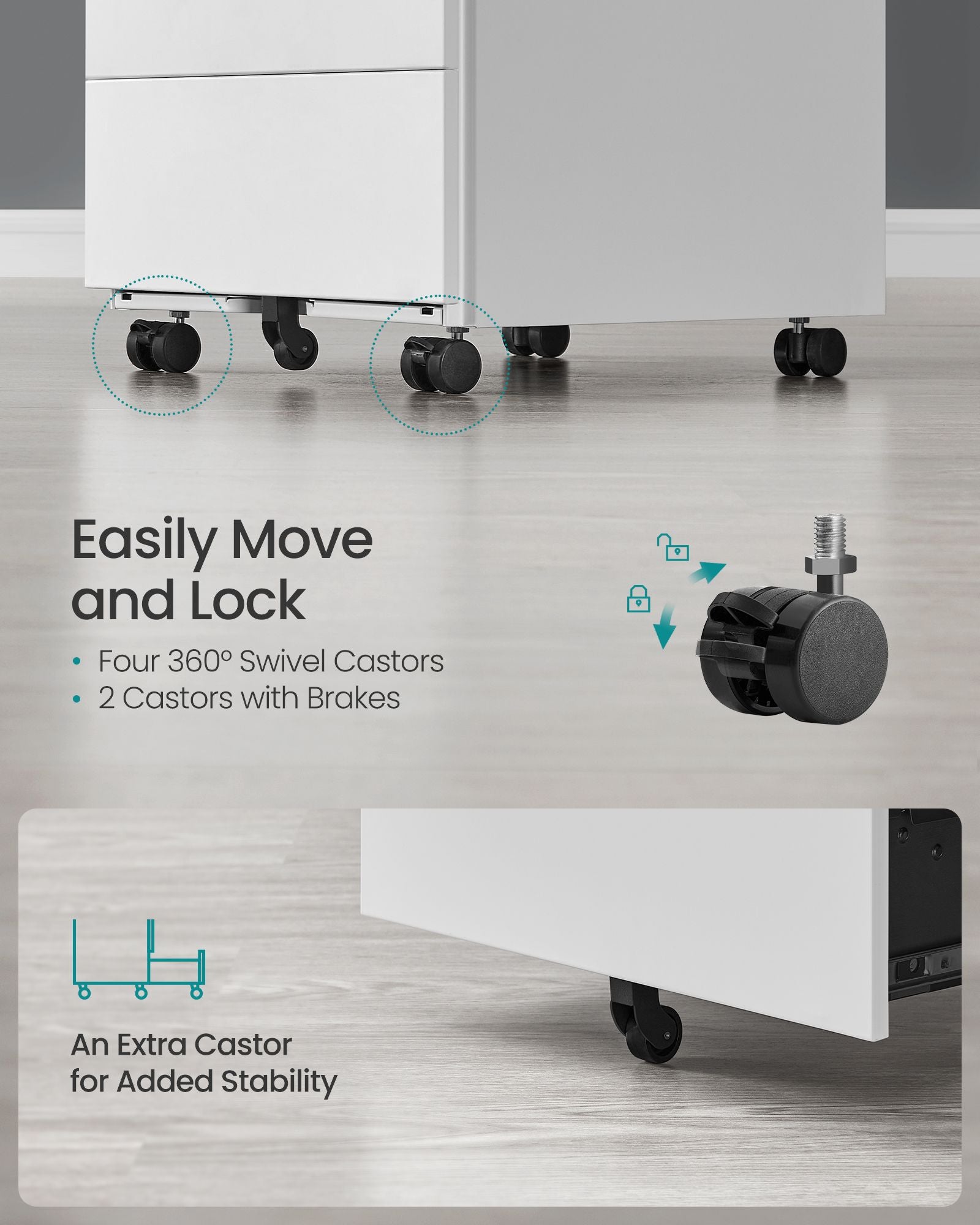 Lockable Mobile File Cabinet with 4 Drawers Ink Black - image 11