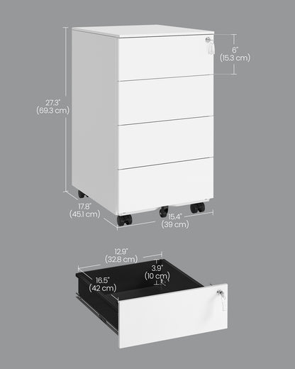 Lockable Mobile File Cabinet with 4 Drawers Ink Black - image 12