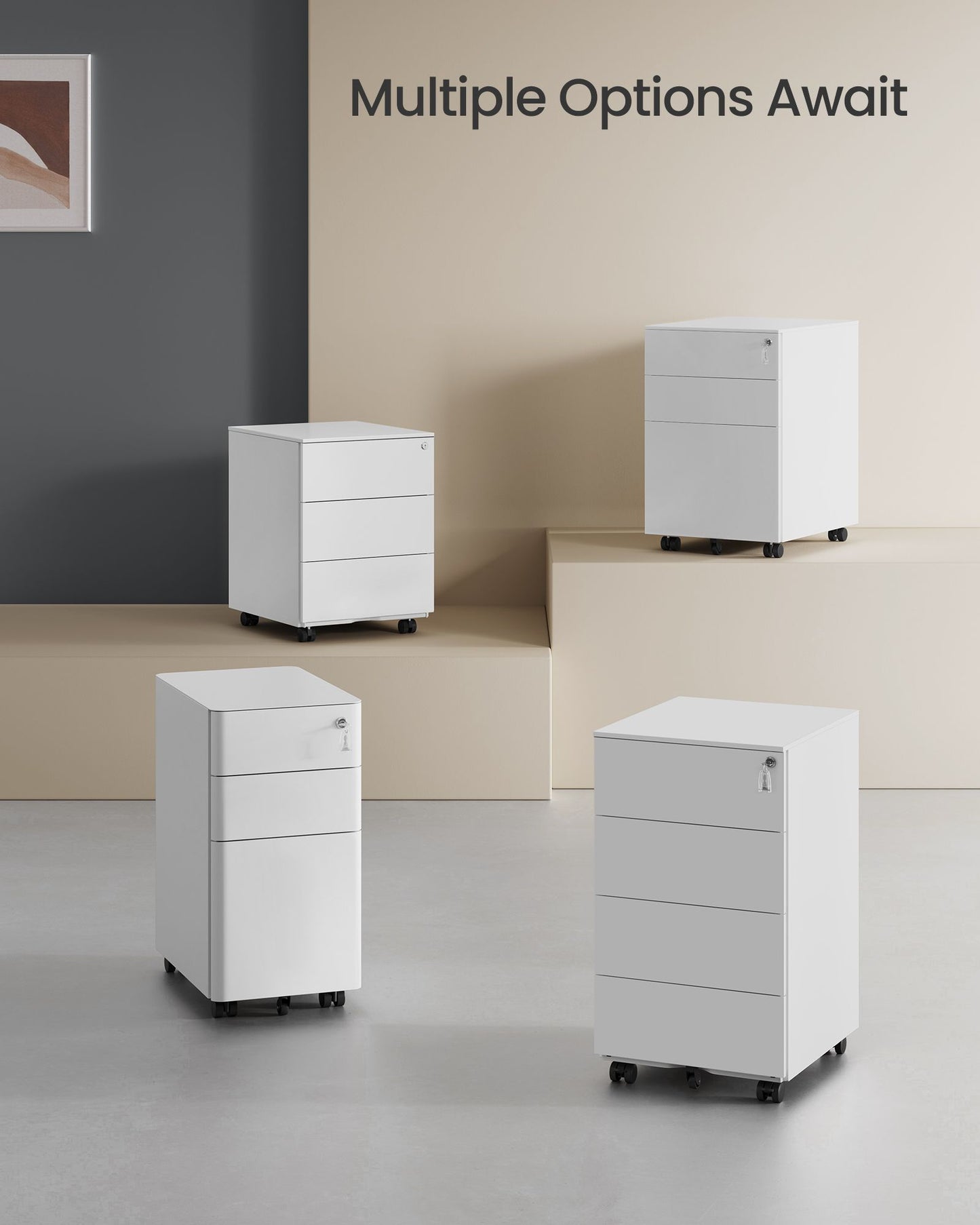 Lockable Mobile File Cabinet with 4 Drawers Ink Black - image 13