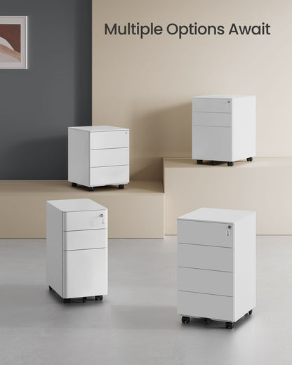 Lockable Mobile File Cabinet with 4 Drawers Cloud White - image 6