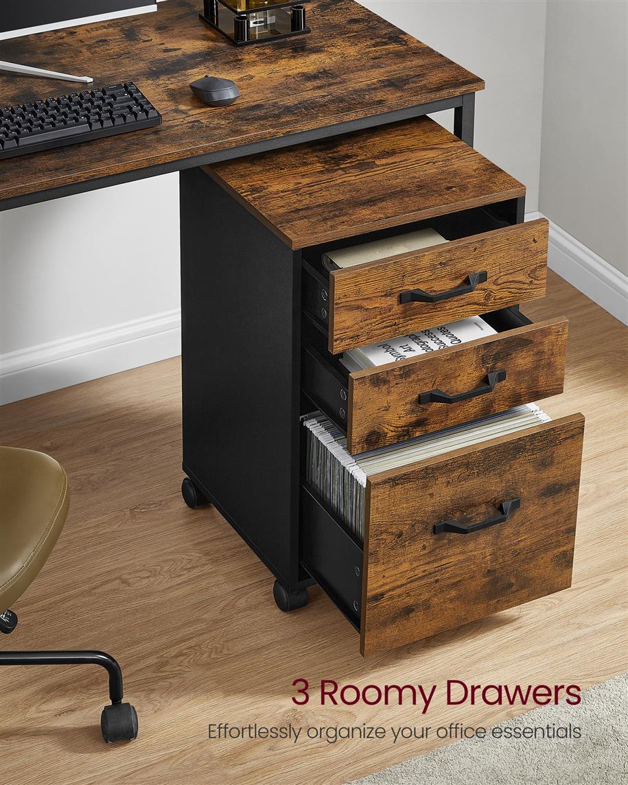 3 Drawers Filling Cabinet with Wheels