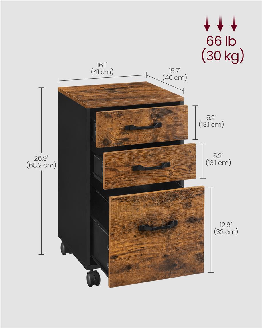 3 Drawers Filling Cabinet with Wheels